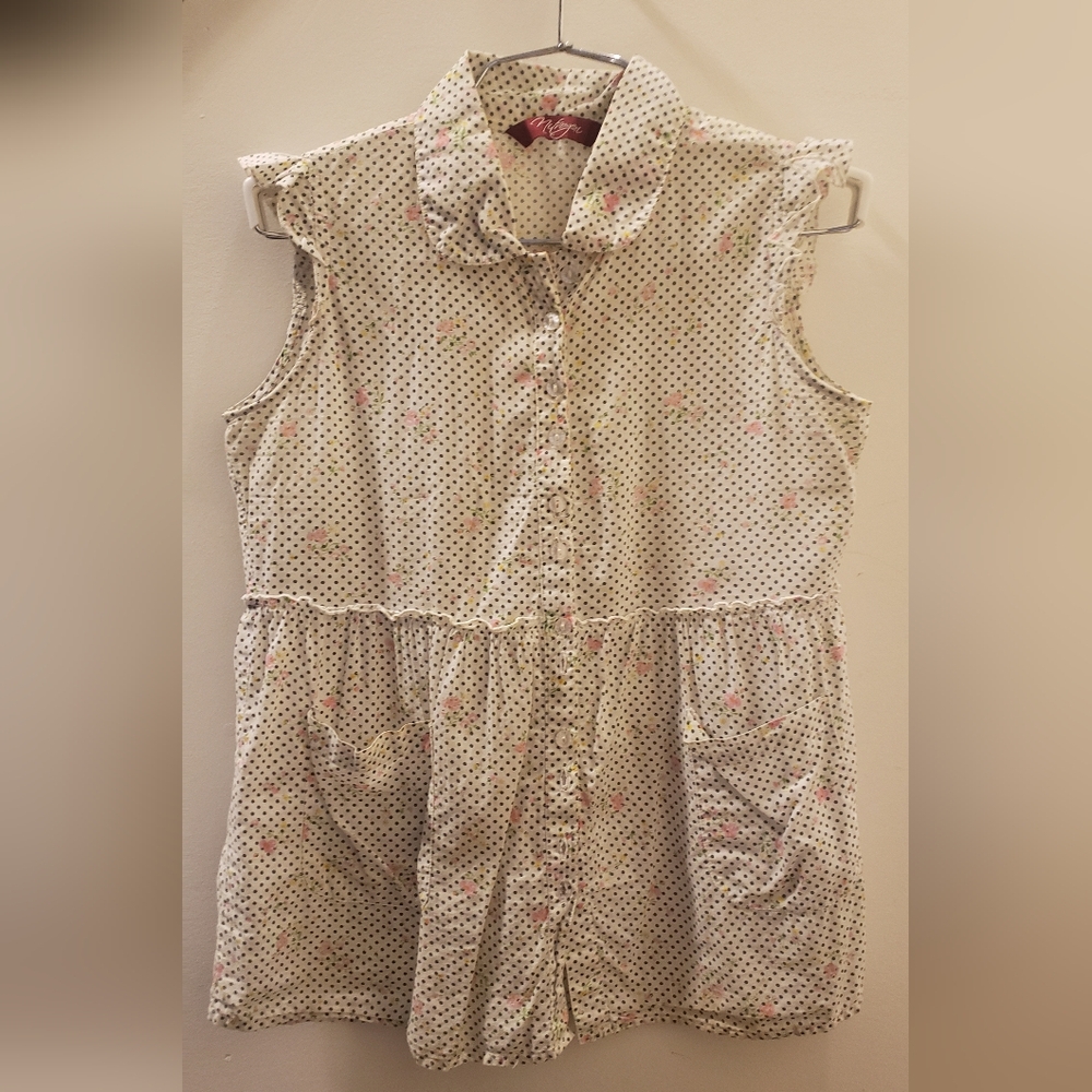 Polka Dot Sleeveless Cotton Blouse